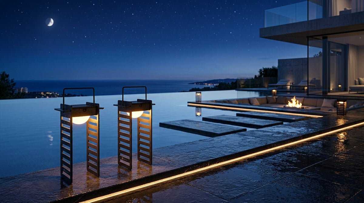 Navigating Twilight: Subtle Footing Illumination Near Waterscapes and Steps